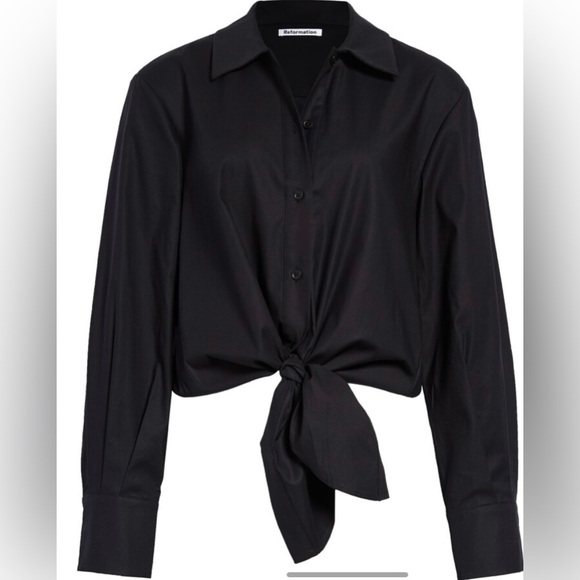 Reformation Hansen Tie Front Button-Up Women’s Shirt Size M. - Picture 6 of 11